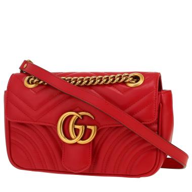 Borsa a tracolla Gucci  GG Marmont in pelle trapuntata rossa