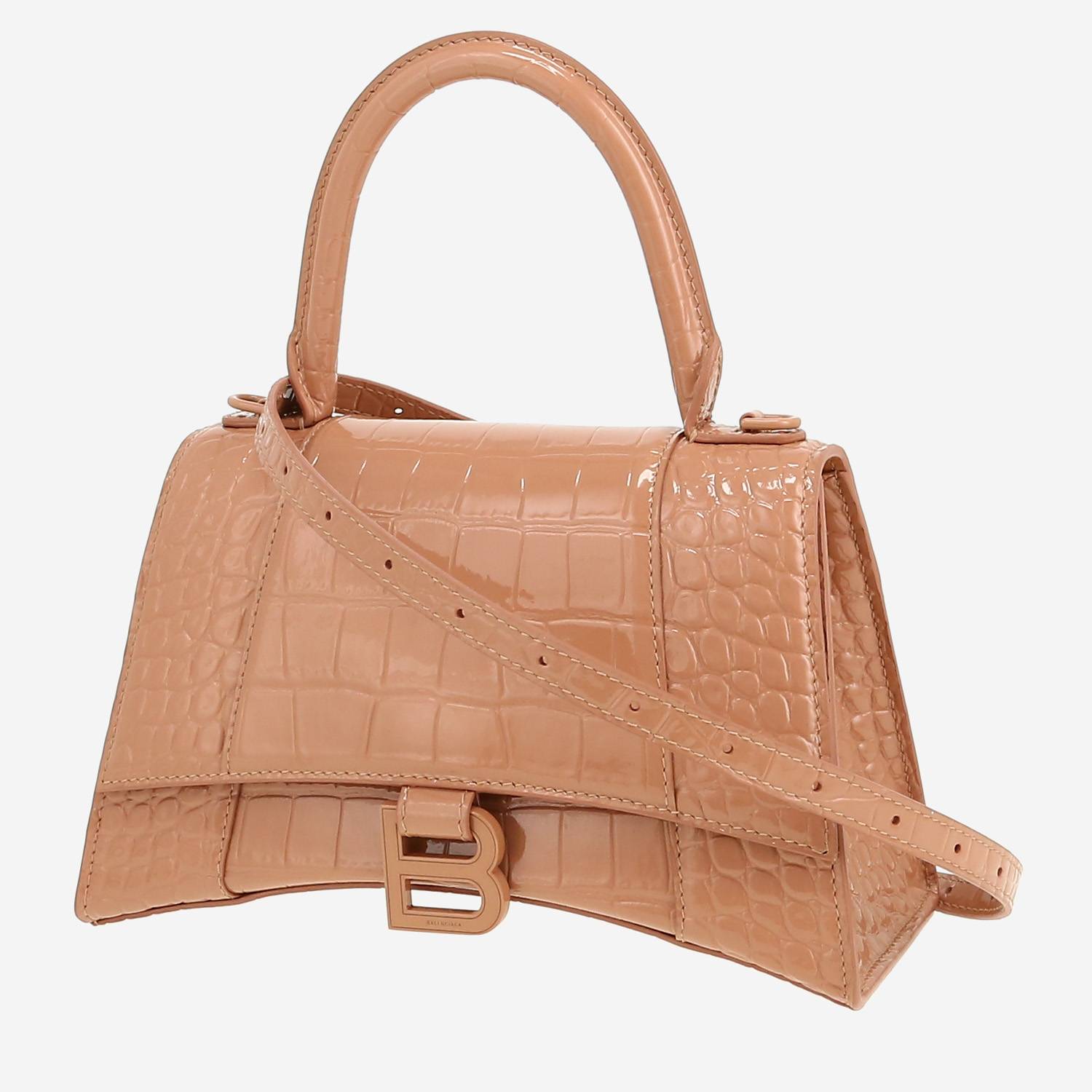 Bolso bandolera Balenciaga  Hourglass modelo pequeño  en charol beige