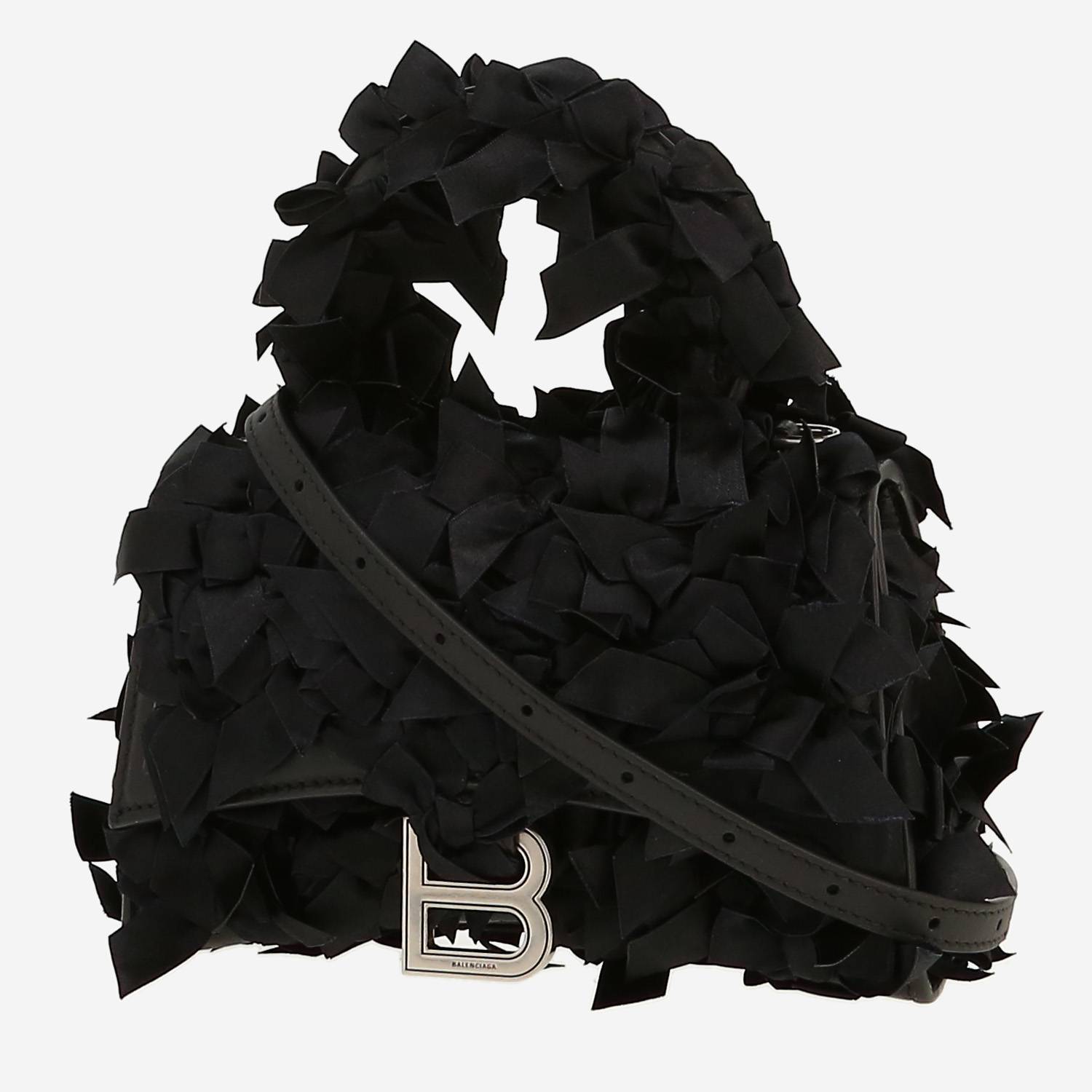 Borsa a tracolla Balenciaga  Hourglass mini  in raso nero