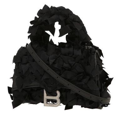 Sac bandoulière Balenciaga  Hourglass mini  en satin noir