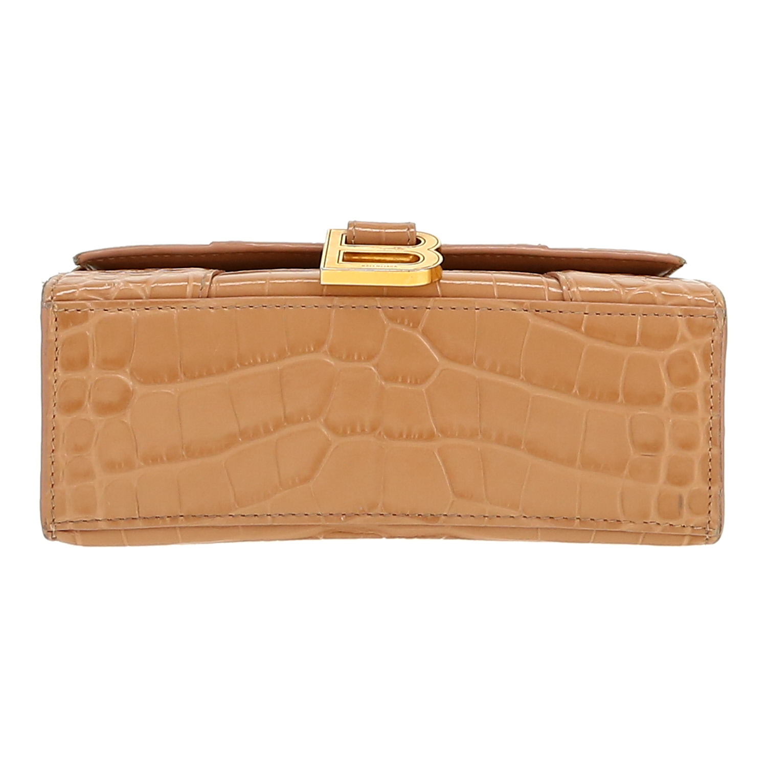 Balenciaga  Hourglass mini  shoulder bag  in beige leather - Detail D1