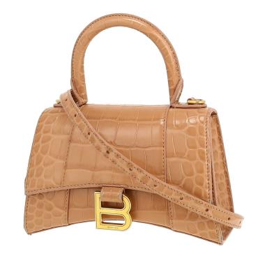Balenciaga  Hourglass mini  shoulder bag  in beige leather