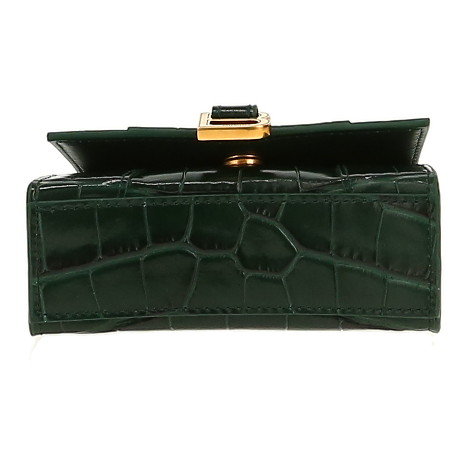Sac bandoulière Balenciaga  Hourglass mini  en cuir vert - Detail D1
