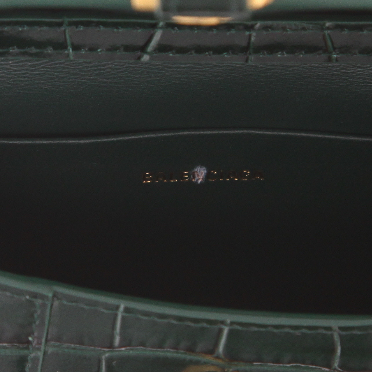 Balenciaga  Hourglass mini  shoulder bag  in green leather - Detail D2