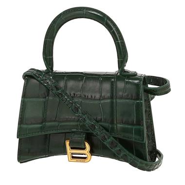 Balenciaga  Hourglass mini  shoulder bag  in green leather