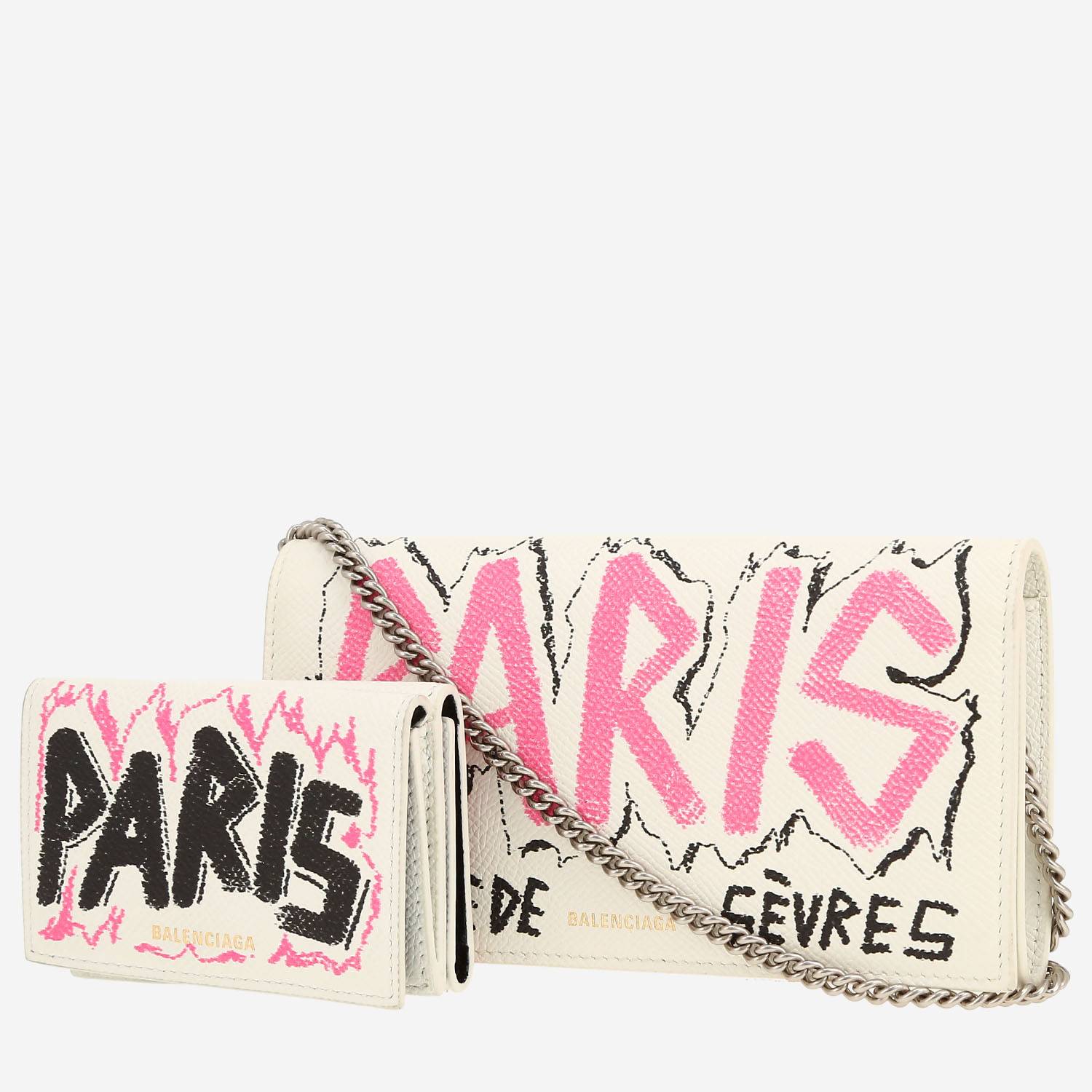 Sac bandoulière Balenciaga   en cuir blanc rose et noir