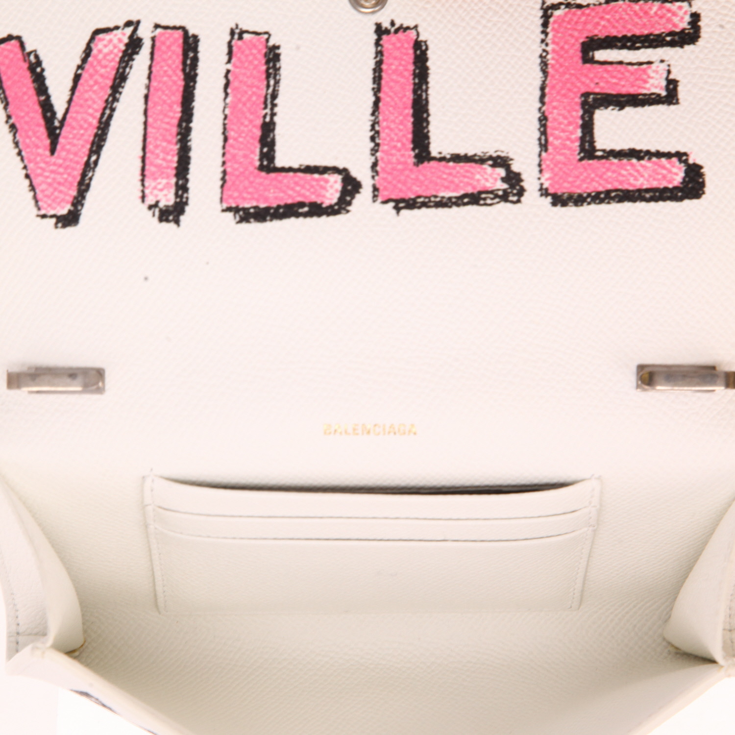 Balenciaga   shoulder bag  in white, pink and black leather - Detail D3