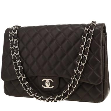 Chanel  Timeless Maxi Jumbo shoulder bag  in grey quilted leather
