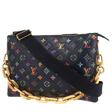 Borsa a tracolla Louis Vuitton  Coussin in pelle monogram con stampa multicolore e pelle blu marino