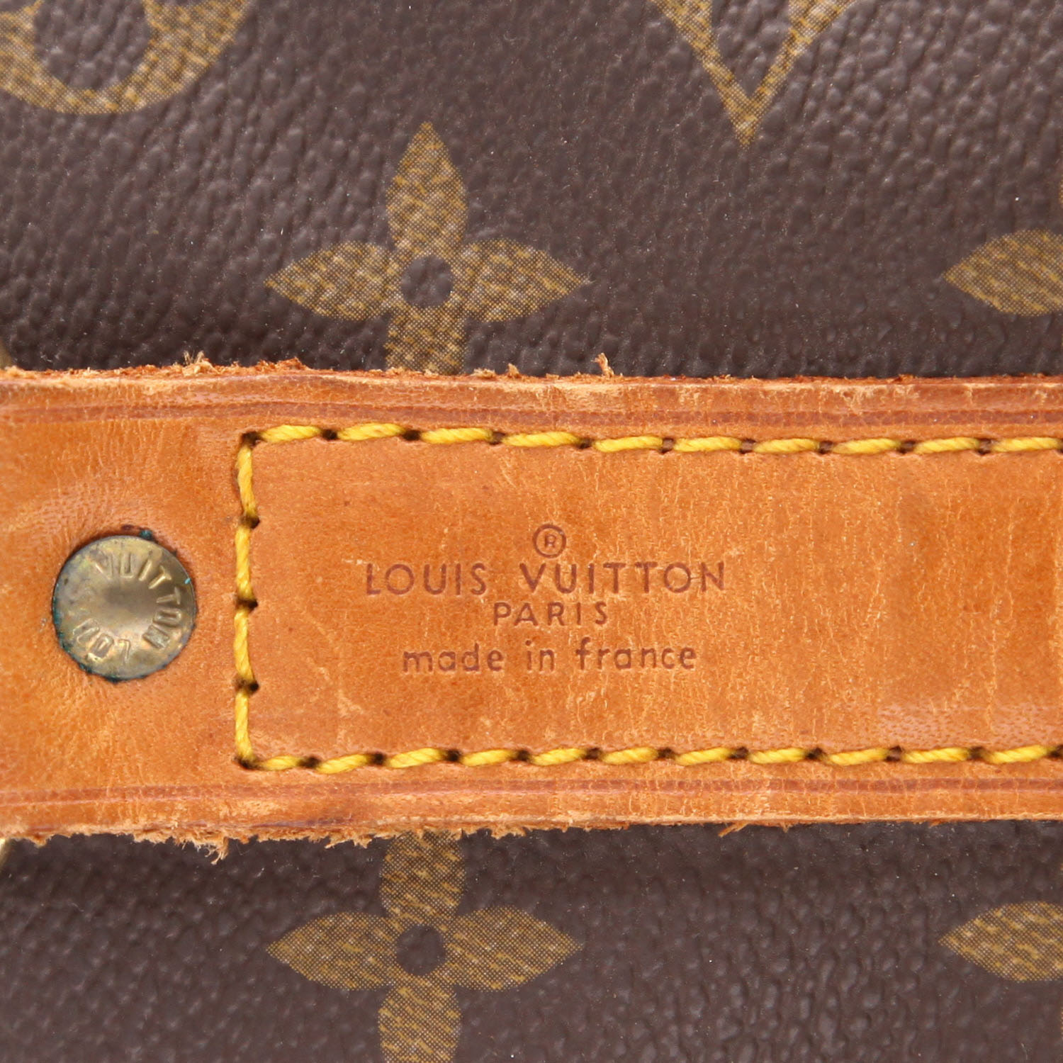 Sac de voyage Louis Vuitton  Keepall 50 en toile monogram marron et cuir naturel - Detail D2
