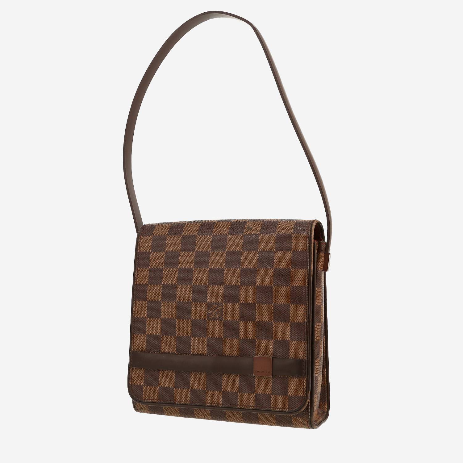 Borsa a spalla Louis Vuitton  Tribeca in tela a scacchi ebana e pelle lucida marrone