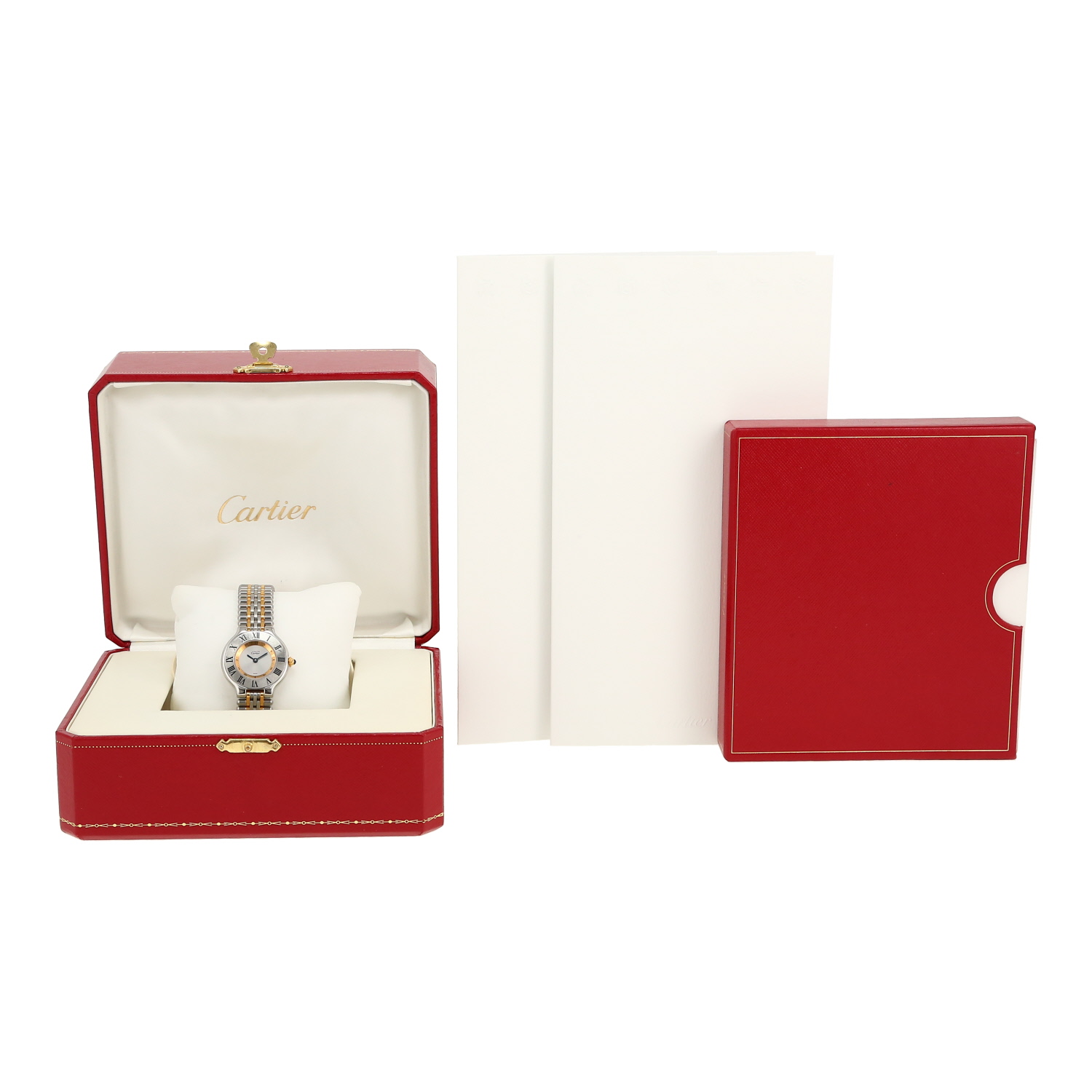 Cartier Must 21  in stainless steel and gold plated Ref: Cartier - 1340  Circa 1990 - Detail D2