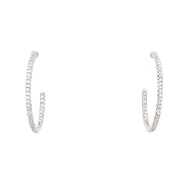Orecchini a cerchio De Beers DB Classic modello medio in oro bianco e diamanti