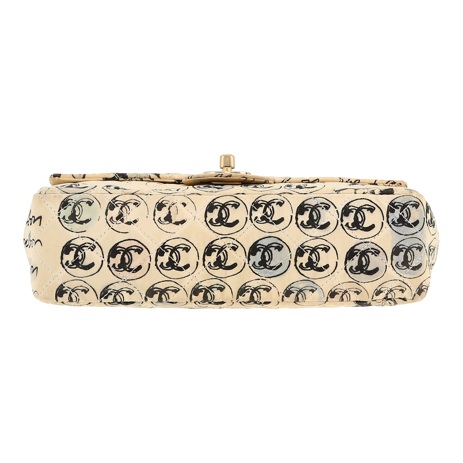 Bolso de mano Chanel  Baguette en lona beige y negra - Detail D1