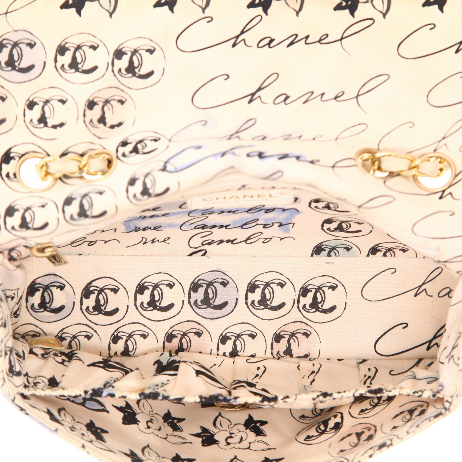 Chanel  Baguette handbag  in beige and black canvas - Detail D3