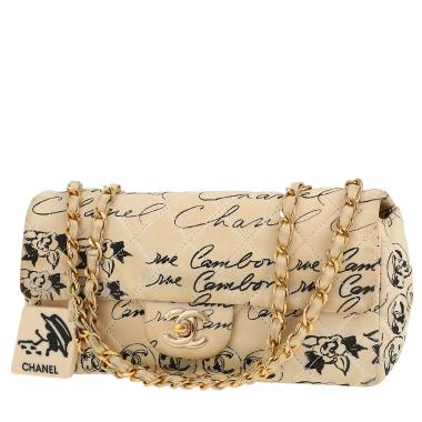 Chanel  Baguette handbag  in beige and black canvas