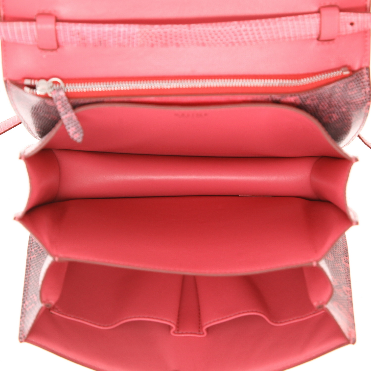 Sac bandoulière Celine  Classic Box en lézard rose et gris - Detail D3