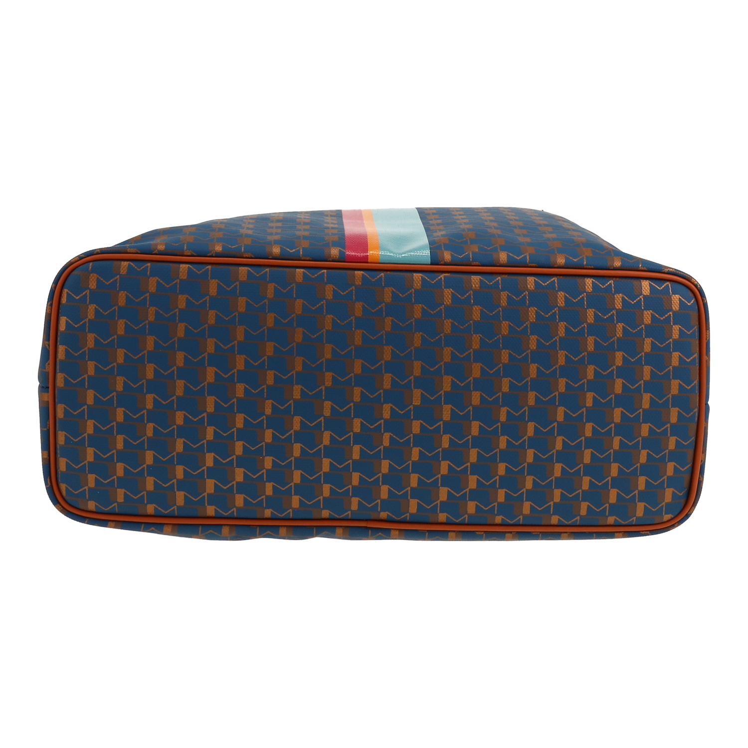 Shopping bag Moynat   in tela blu e pelle marrone - Detail D1