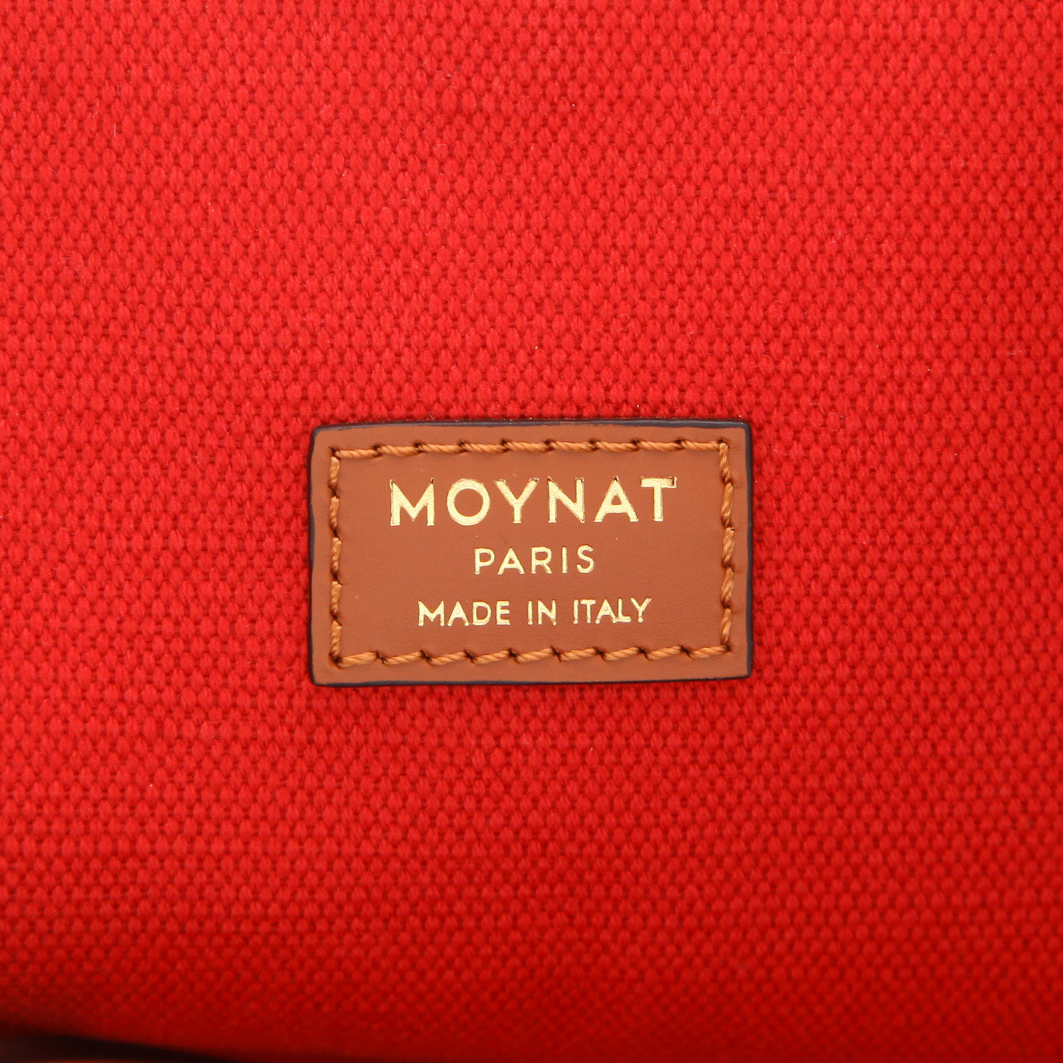 Moynat   shopping bag  in blue canvas  and brown leather - Detail D2