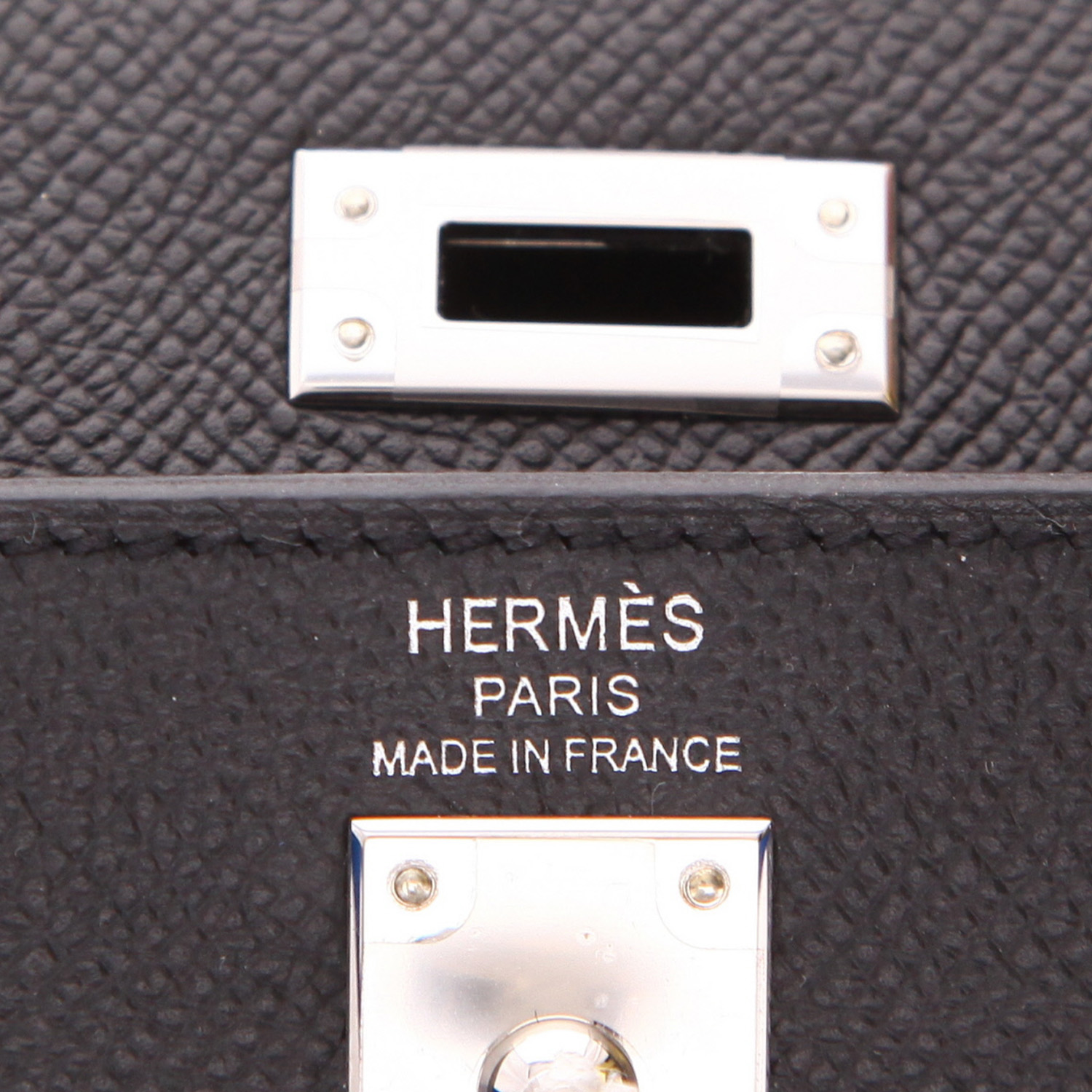 Sac à main Hermès  Kelly 25 cm en cuir epsom noir, gris Ardoise et Bleu Hydra - Detail D2