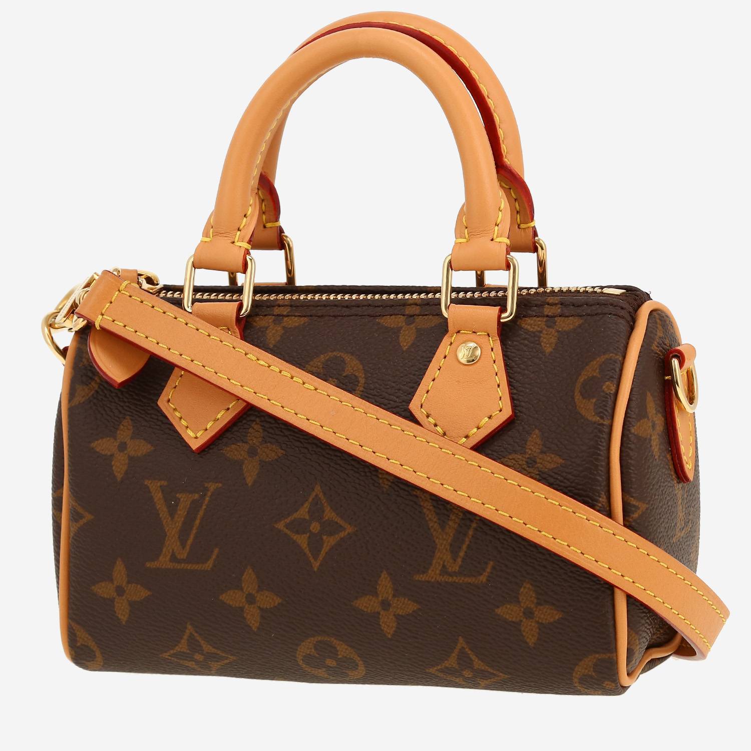 Borsa a tracolla Louis Vuitton  Nano Speedy in tela monogram marrone e pelle naturale