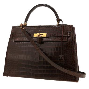 Hermès  Kelly 32 cm handbag  in brown crocodile