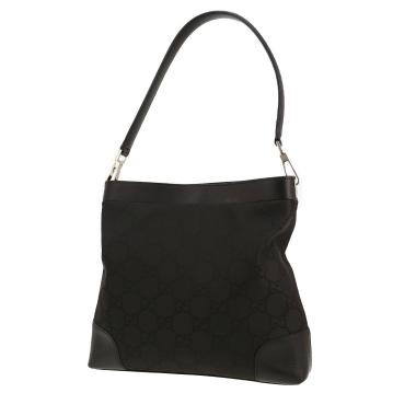 Borsa Gucci   in tela siglata nera e pelle nera
