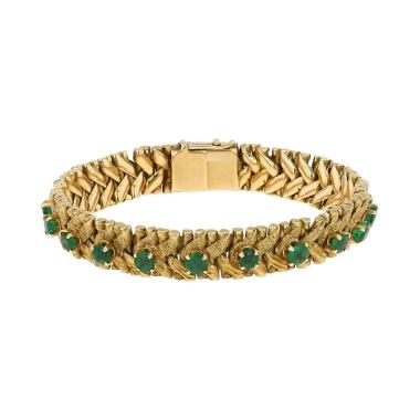 Bracelet Mellerio  en or jaune et émeraude