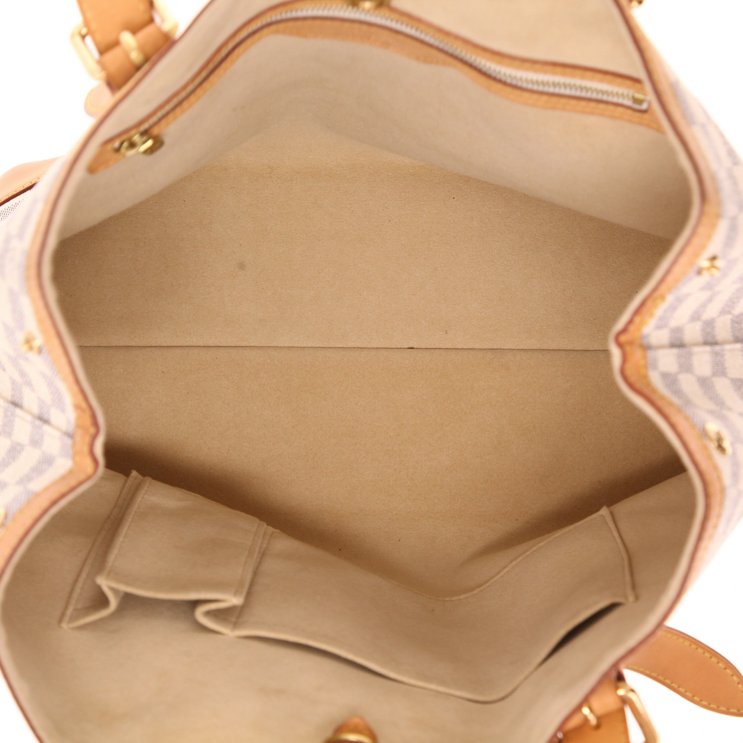 Shopping bag Louis Vuitton  Hampstead in tela a scacchi azzurro e pelle naturale - Detail D3