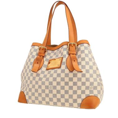 Shopping bag Louis Vuitton  Hampstead in tela a scacchi azzurro e pelle naturale
