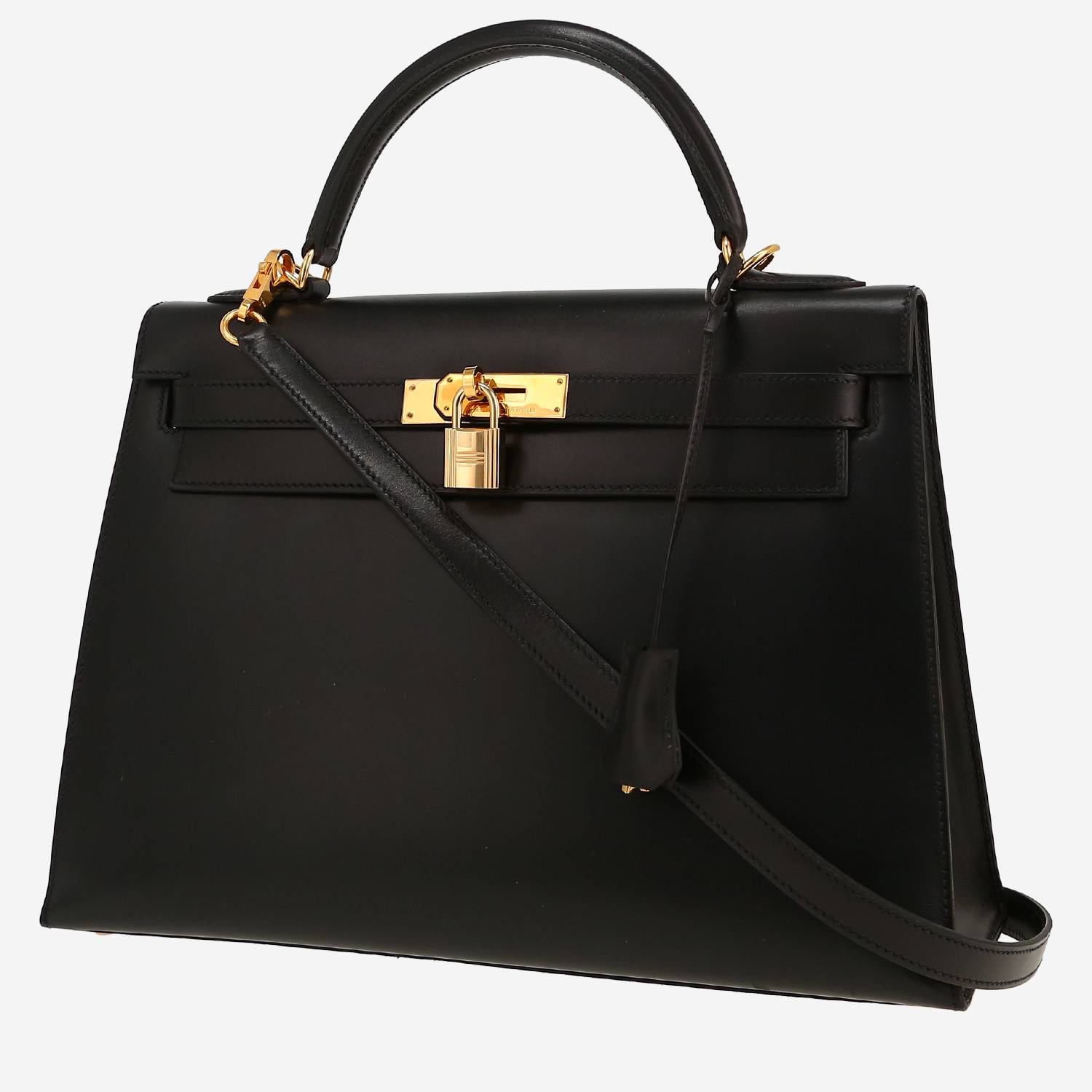 Hermès  Kelly 32 cm handbag  in black box leather