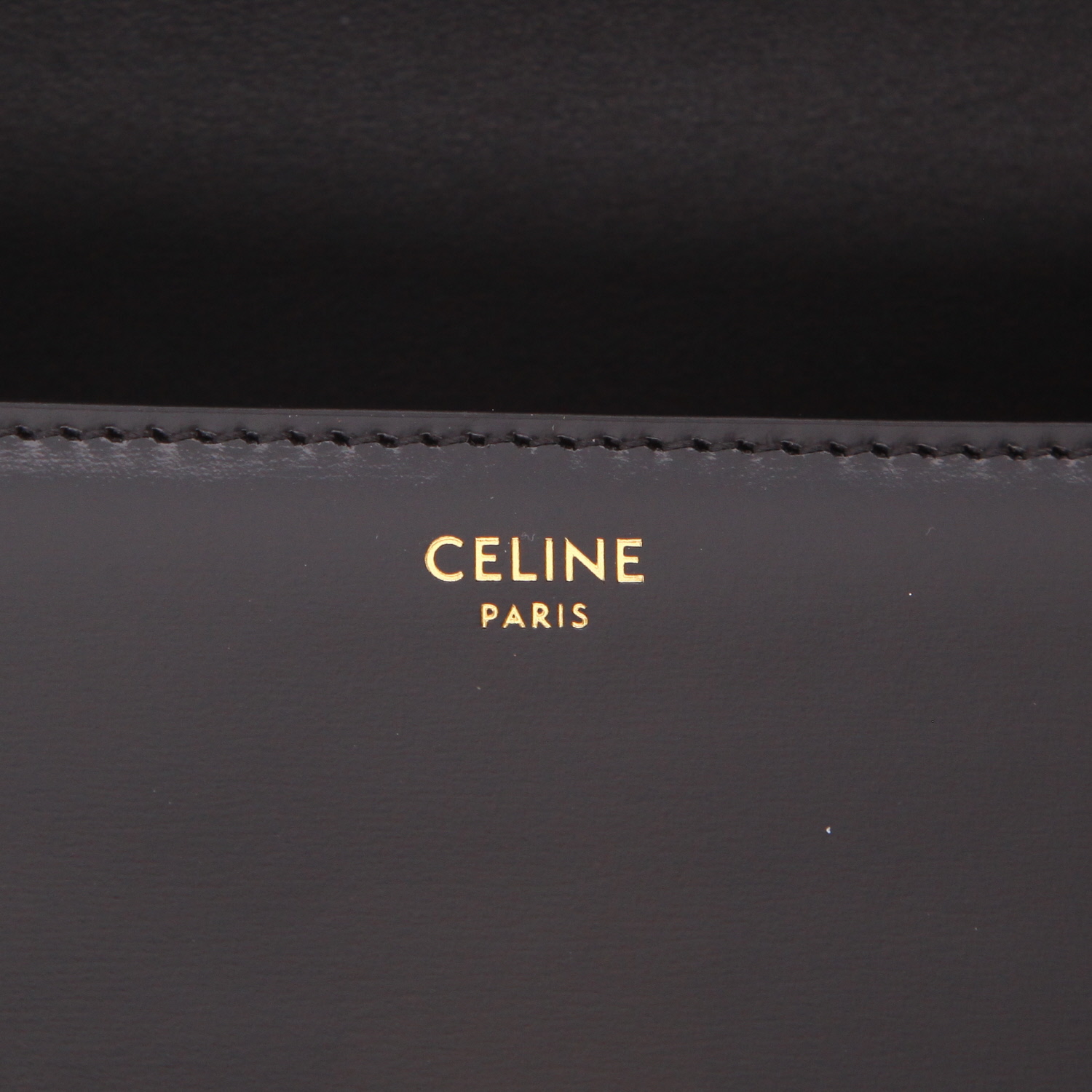 Celine  Triomphe Teen shoulder bag  in black leather - Detail D2