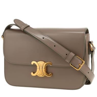 Borsa a tracolla Celine  Triomphe Teen in pelle color talpa
