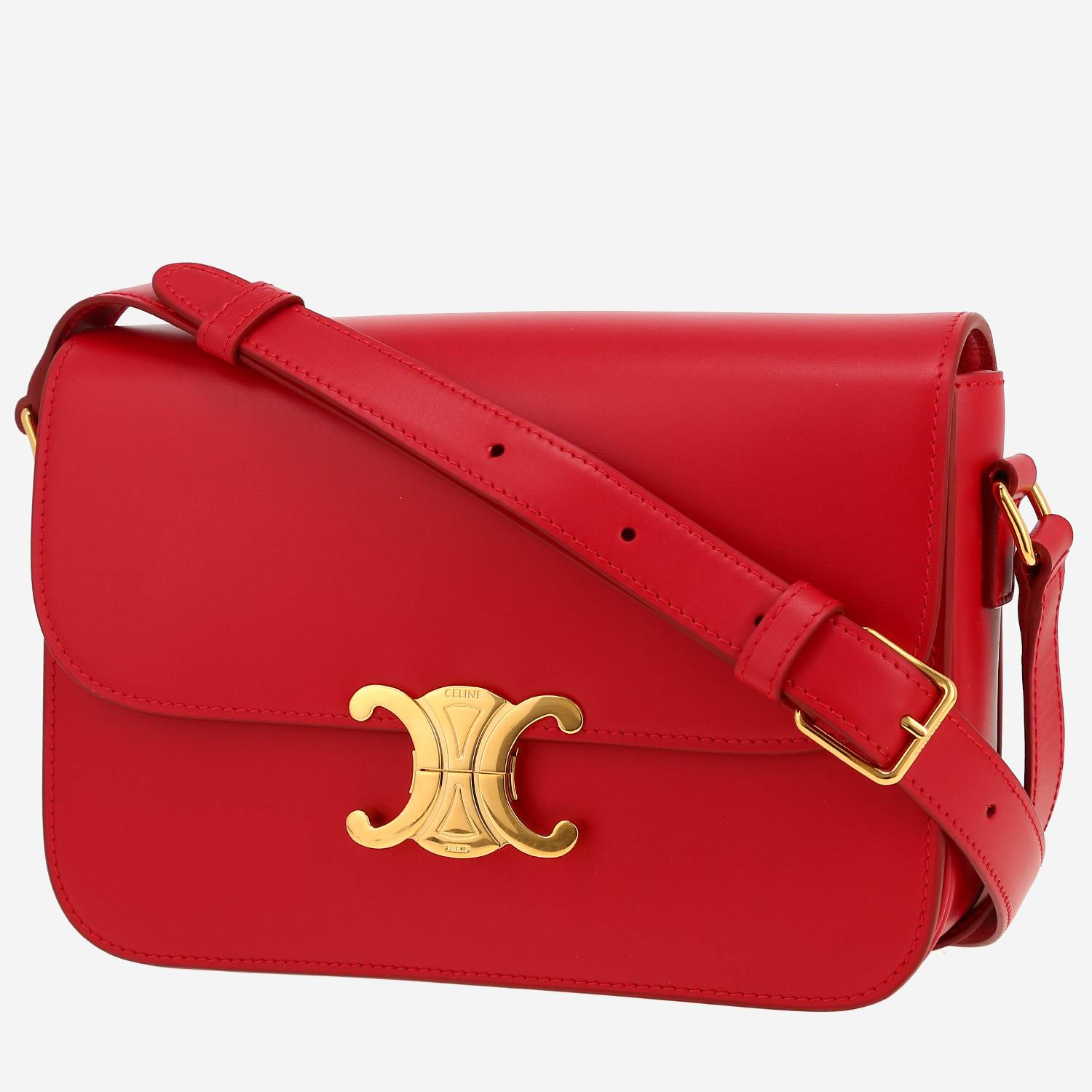 Celine  Triomphe medium model  shoulder bag  in red leather