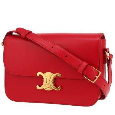 Borsa a tracolla Celine  Triomphe modello medio  in pelle rossa