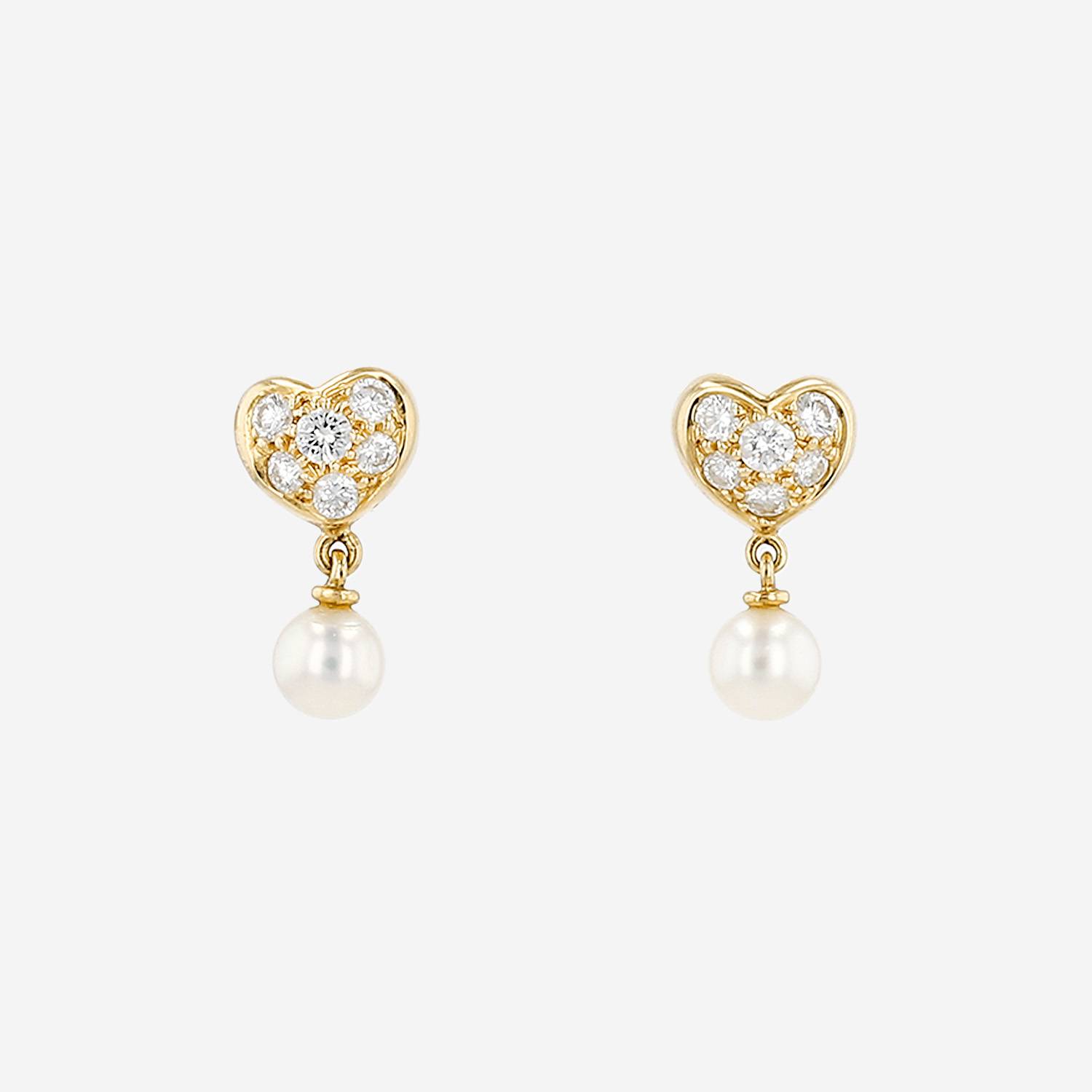 Tiffany 
Co  earrings in yellow gold, diamonds and cultured pearls