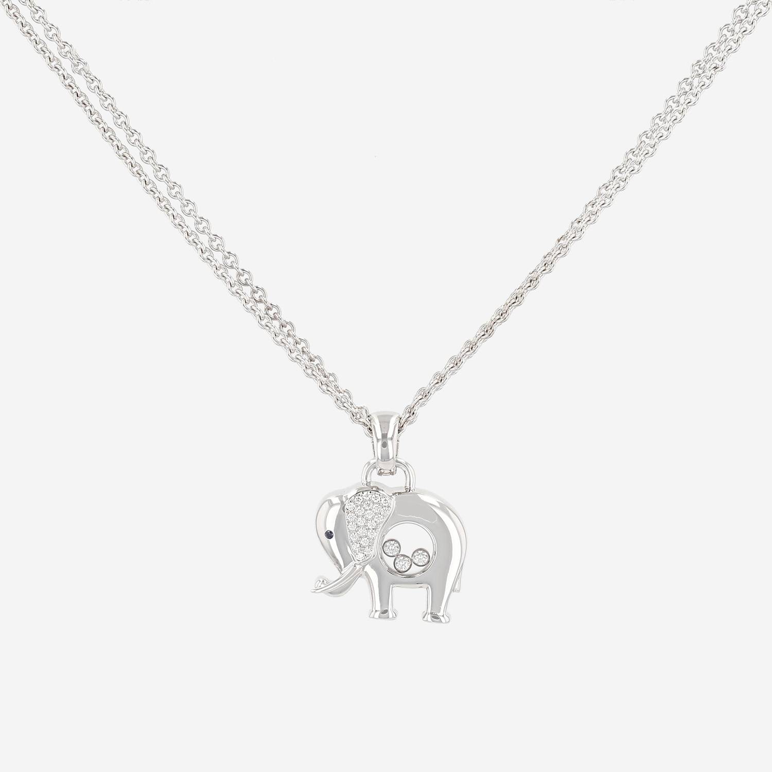 Collana Chopard Happy Diamonds in oro bianco, diamanti e zaffiro