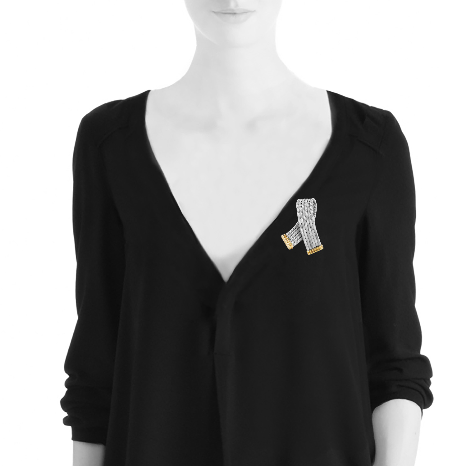 Fred Force 10 brooch in yellow gold and stainless steel - Detail D1