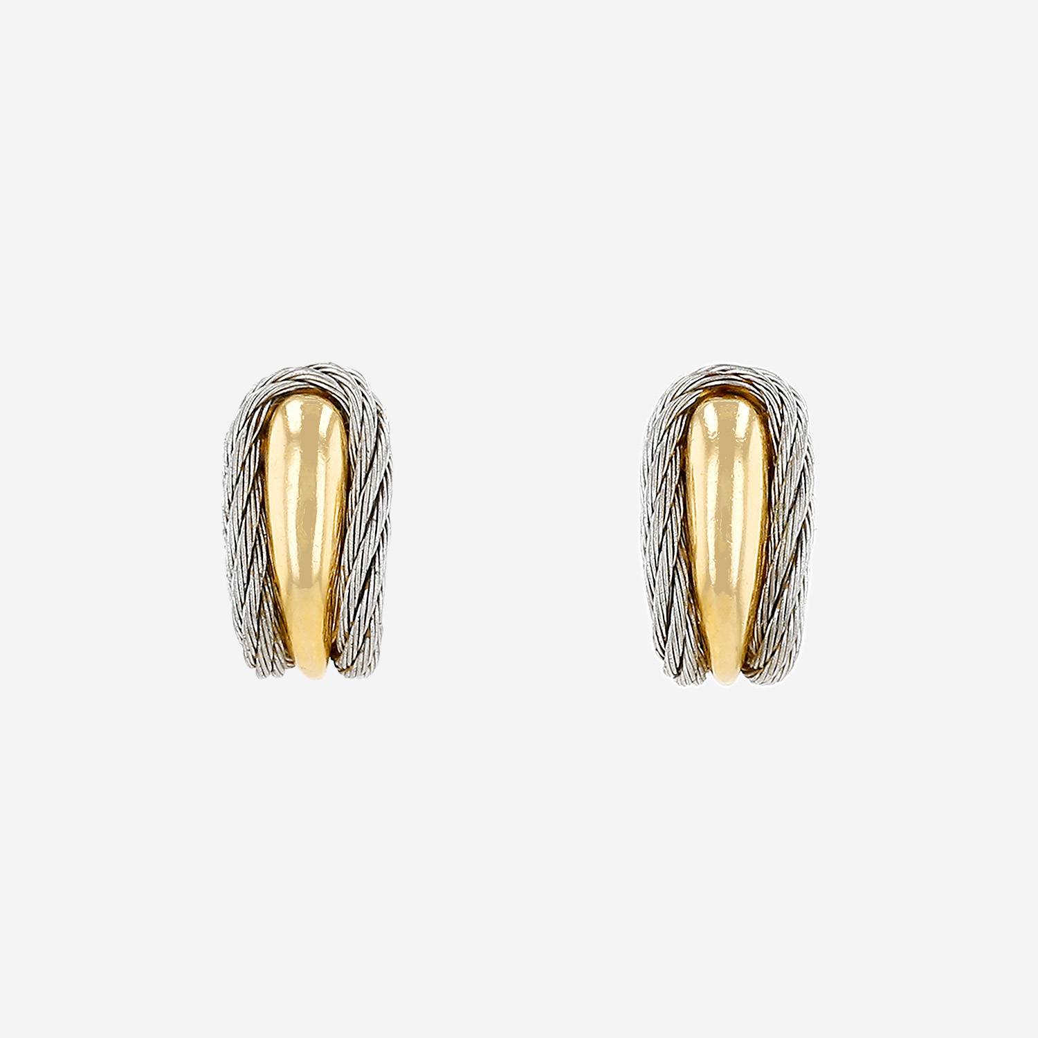 Fred Force 10 earrings in yellow gold and stainless steel