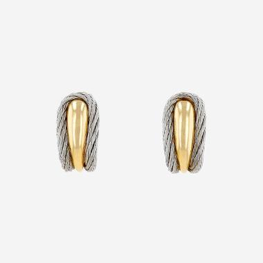 Fred Force 10 earrings in yellow gold and stainless steel