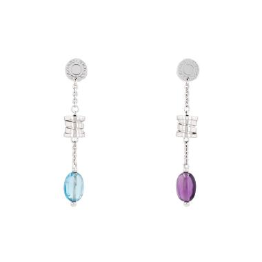 Paire de pendants d'oreilles Bulgari B.Zero1 en or blanc, améthyste et topaze