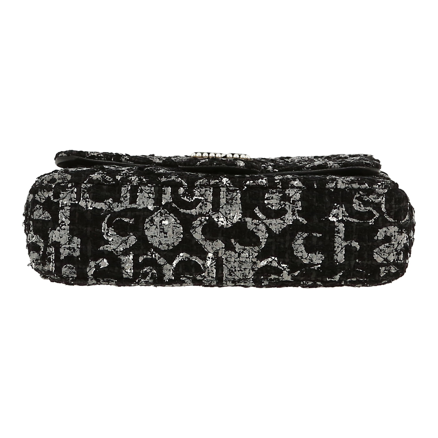 Sac à main Chanel   en toile noire et grise - Detail D1