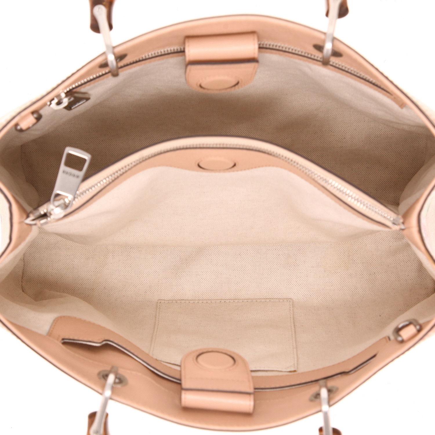 Borsa Gucci  Bamboo in pelle beige e rosa e bambù - Detail D3