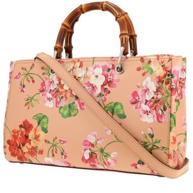 Sac à main Gucci  Bamboo en cuir beige et rose et bambou