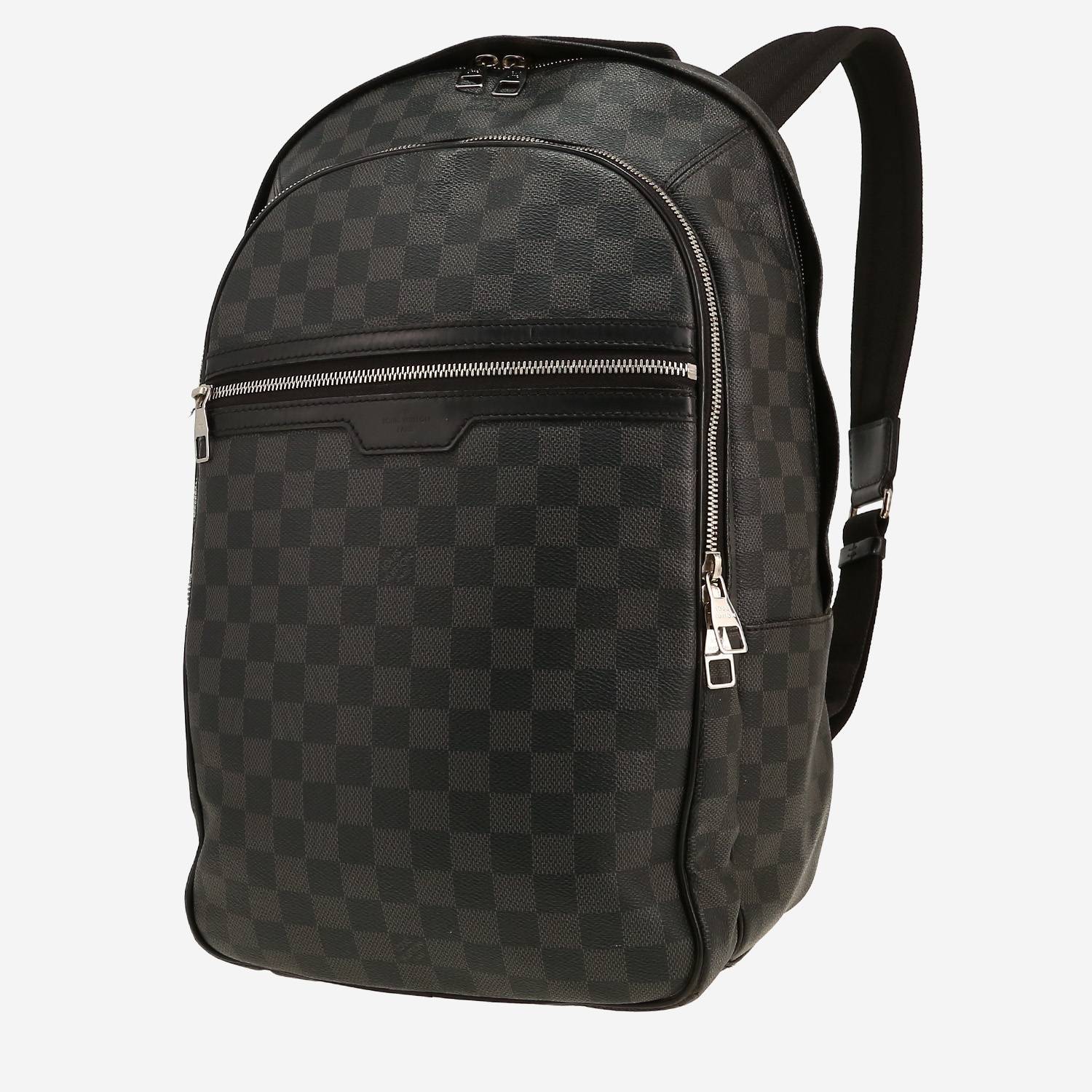 Mochila Louis Vuitton  Michael en lona a cuadros negra y gris