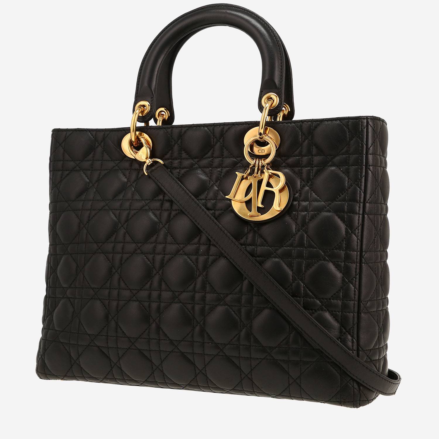Dior  Lady Dior handbag  in black leather cannage