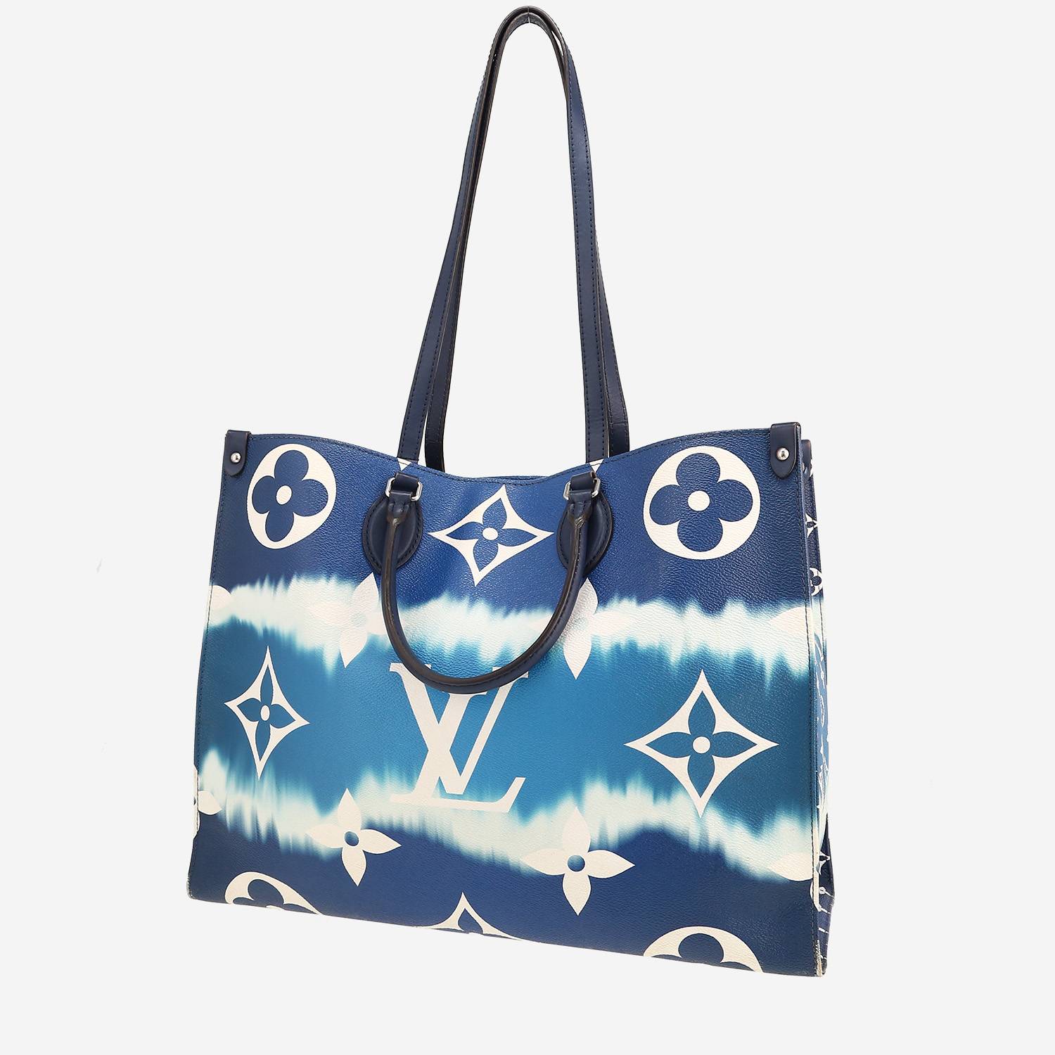 Sac cabas Louis Vuitton  Onthego grand modèle  en toile monogram bleue et blanche