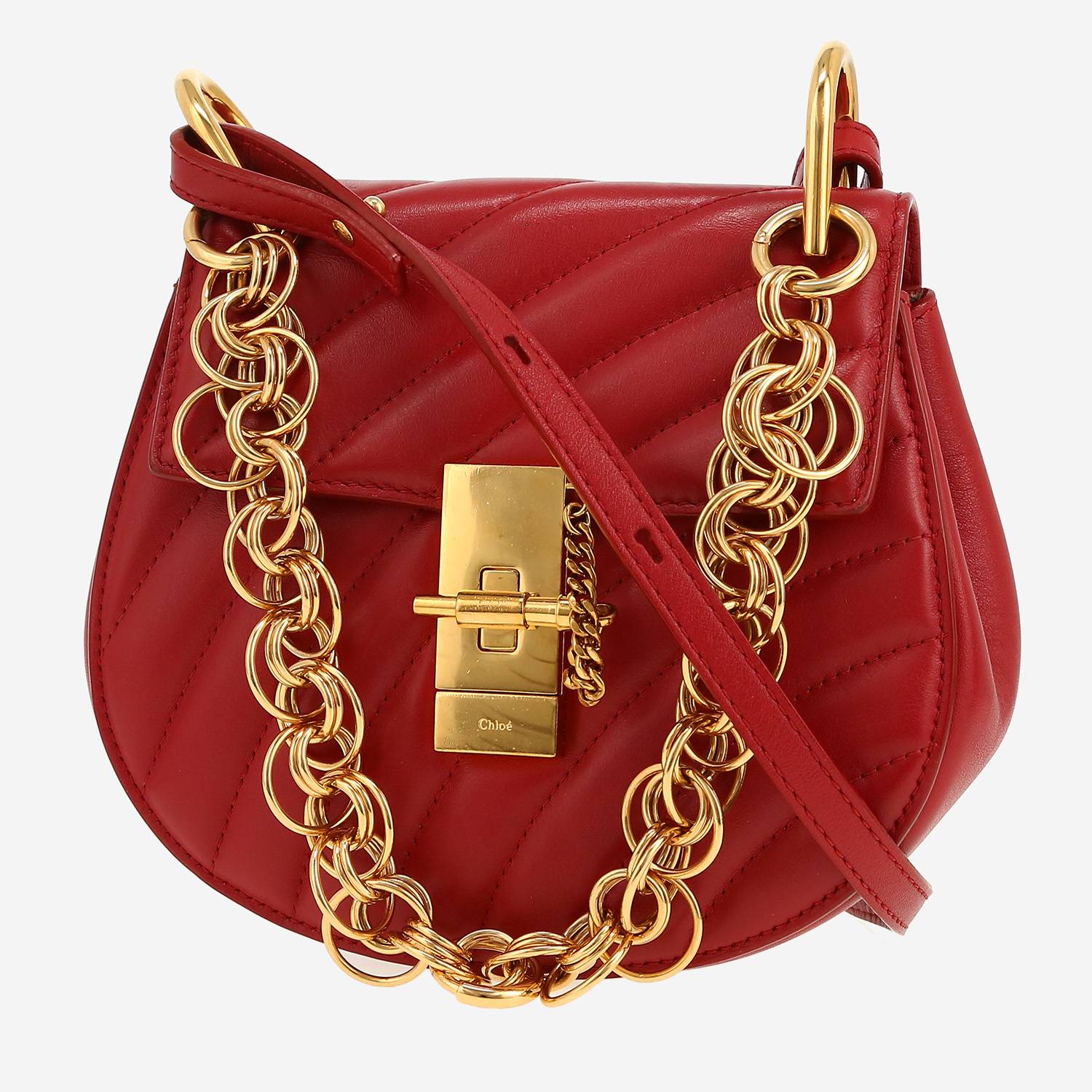 Borsa a tracolla Chloé  Drew Bijou in pelle trapuntata rossa