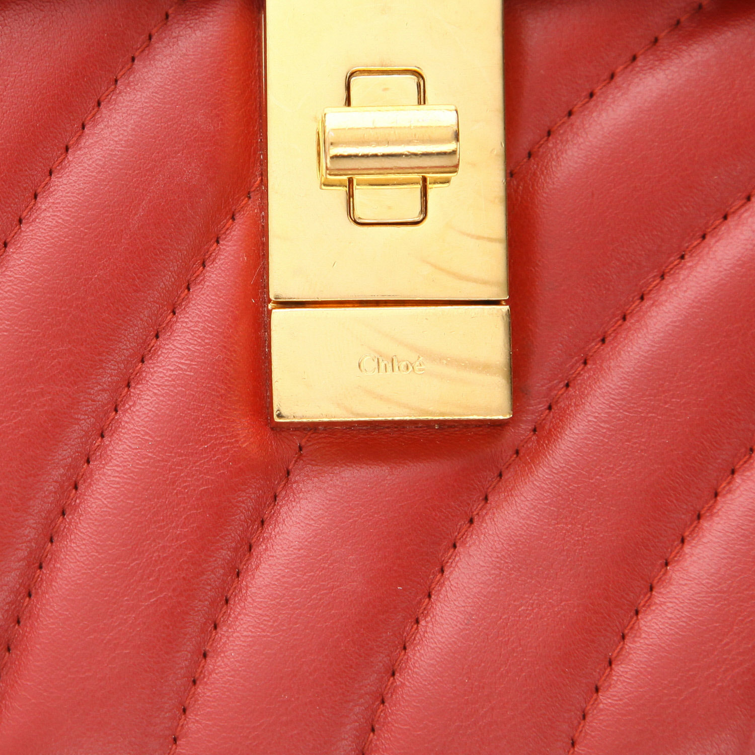Chloé  Drew Bijou shoulder bag  in red quilted leather - Detail D2