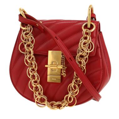 Sac bandoulière Chloé  Drew Bijou en cuir matelassé rouge